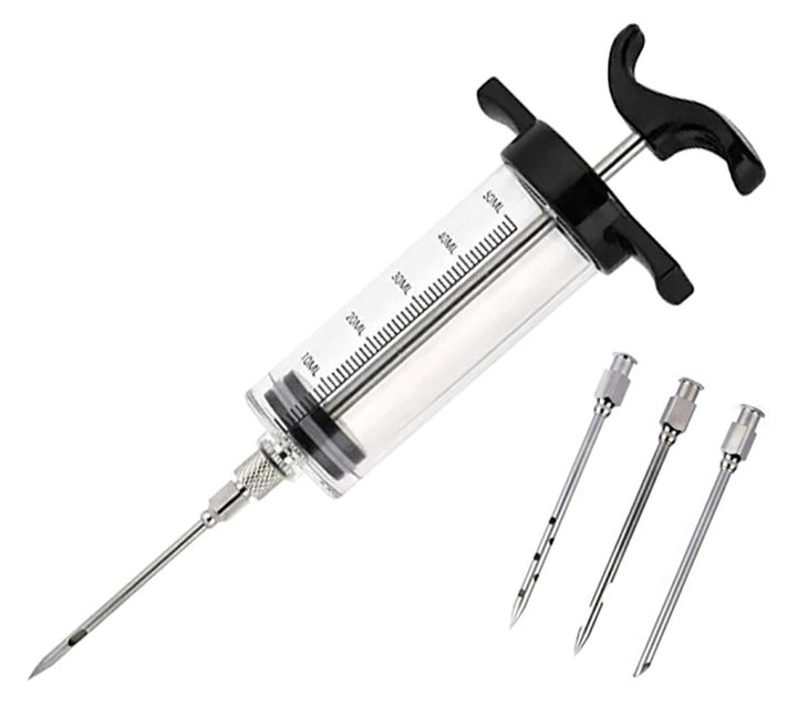 Injector de sosuri pentru carne, Zola®, cu o capacitate de 50 ml si 3 ace diferite, din otel, ideal pentru orice bucatarie