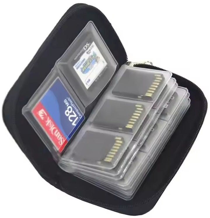 Husa pentru carduri de memorie, Zola, 18 compartimente pentru carduri SD/micro SD, 4 compartimente pentru carduri CF, 11 x 6.5 x 2 cm