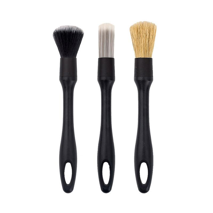 Set 3 pensule pentru detaling auto, Zola, din plastic si nailon, lungimea perilor 4.5 cm, negru