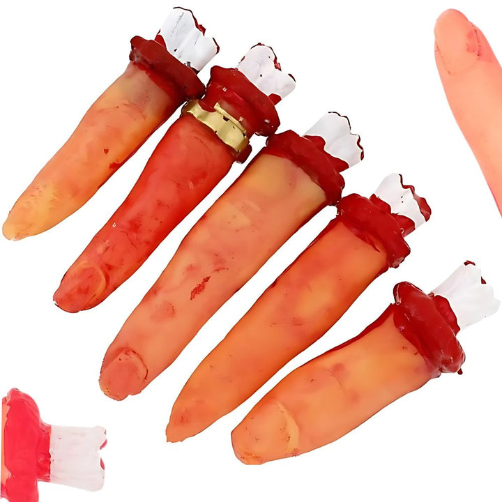 Decoratiune Halloween set 5 degete taiate, Zola, din cauciuc, 9.3x2.3 cm