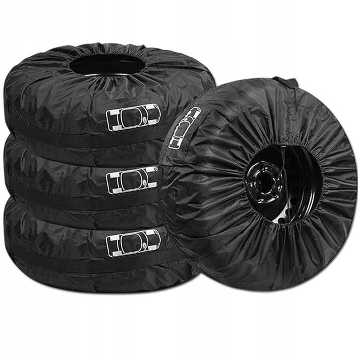 Set 4 huse pentru depozitare si protectie anvelope, Zola, 15-20", universale, reglabile, impermeabile, rezistente la praf, negre