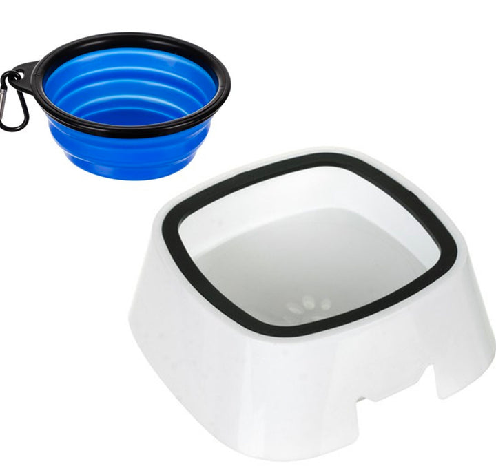 Set bol apa pentru animale, Zola, antistropire si portabil, garnitura detasabile, capacitate 1.5 l, 22 x 21.5 x 8 cm, alb cu gri