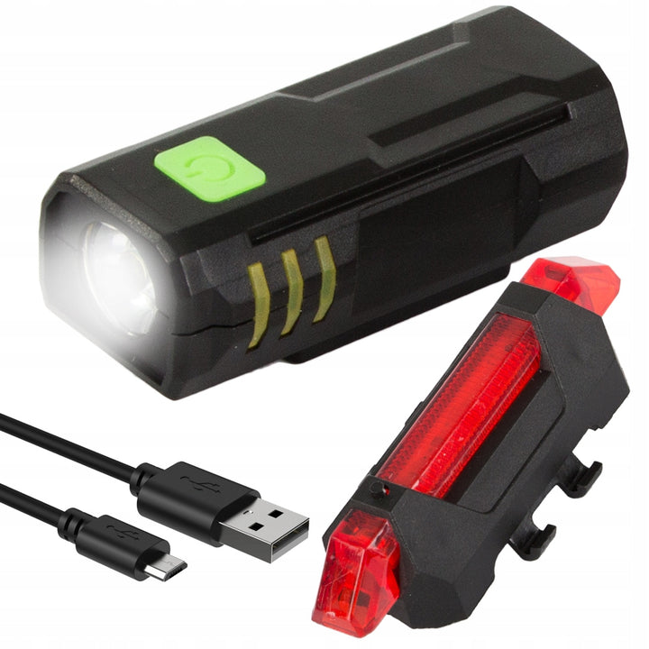 Set lumini pentru bicicleta, Zola®, fata-spate, vizibilitate mare, impermeabil, 3 moduri iluminare, cablu microUSB inclus, timp de functionare aproximativ 5 ore