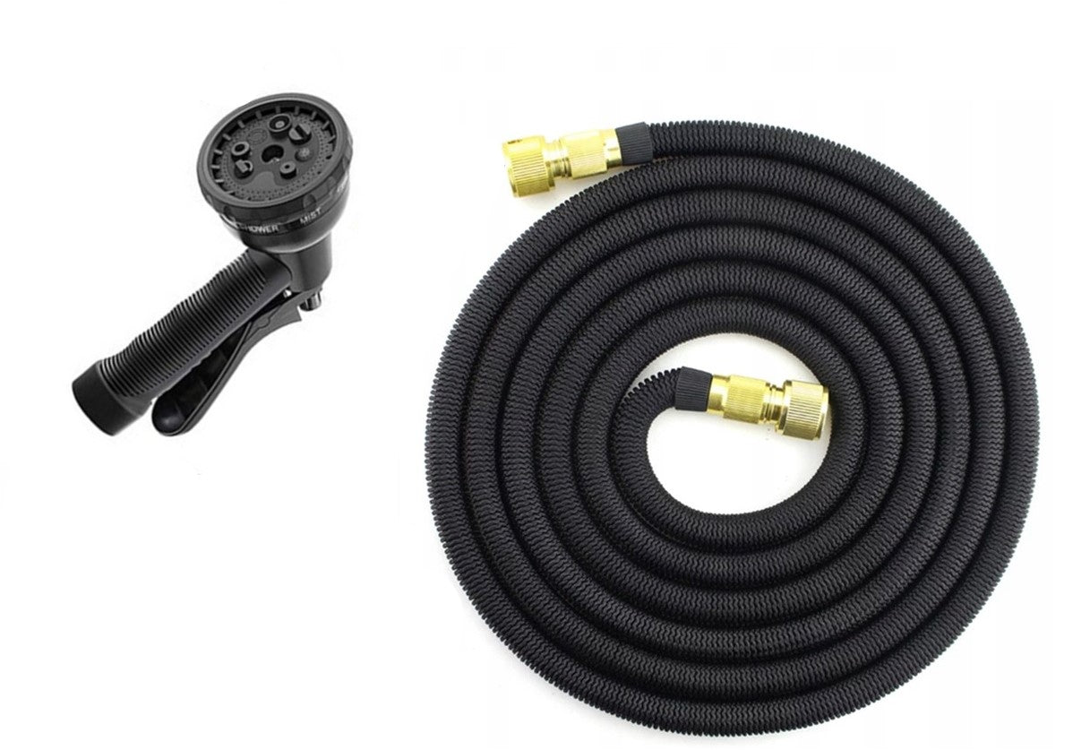 Furtun de gradina,  Zola®, flexibil si extensibil, cap de prindere, saculet de depozitare, 20-60 m, negru
