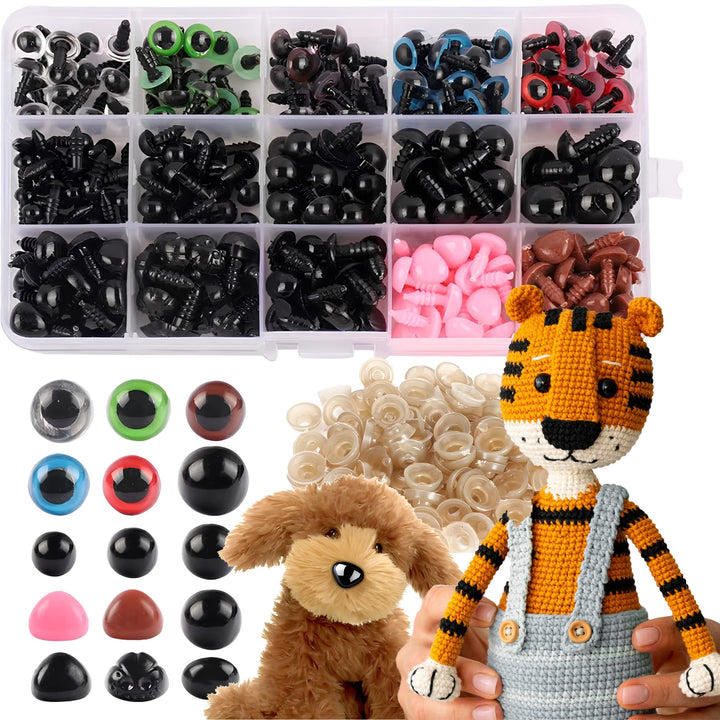 Set ochi pentru jucarii, Zola, 575 elemente, dimensiuni 6-14 mm, 8 modele diferite, cutie depozitare
