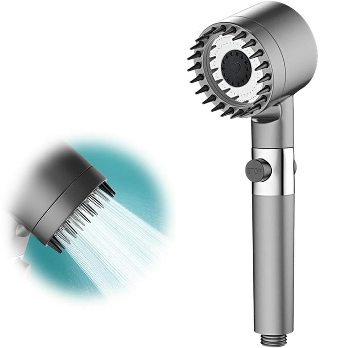 Cap de dus, Zola, cu 2 functii, dus clasic cu functia de STOP, din plastic, lungime receptor 25 cm, diametru sita 7.5 cm, gri