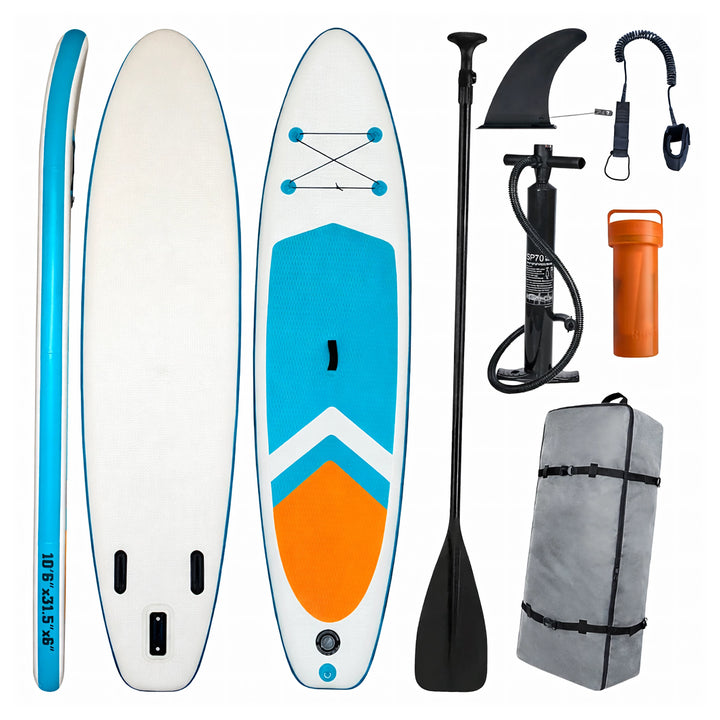 Set placa SUP gonflabila, Zola, 320 cm, vasla reglabila, pompa, rucsac transport, aripioara detasabila