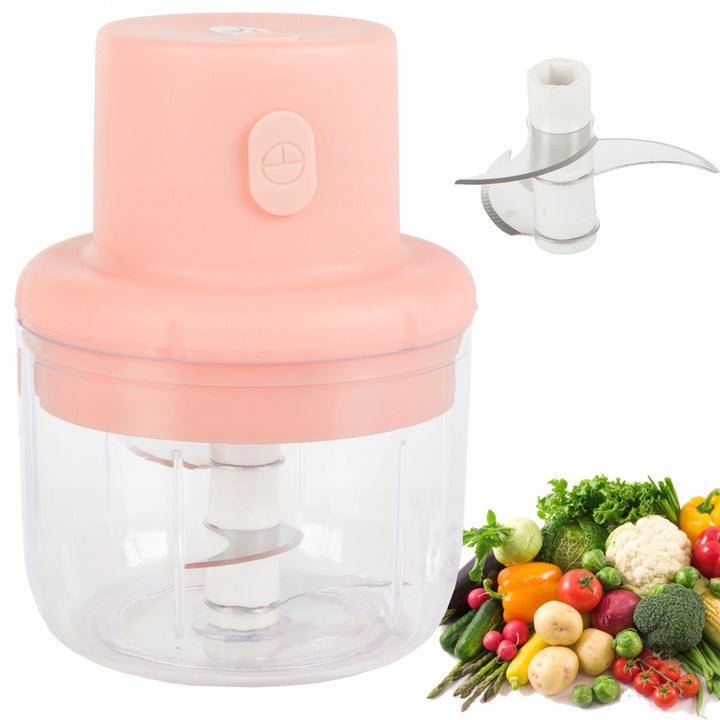 Tocator electric pentru legume si fructe, Zola®, 3 lame otel inoxidabil, 250 ml, 45W, 12 x 9 cm, roz