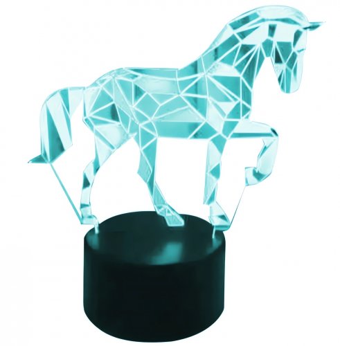 Lampa 3D pentru noptiera, Zola, model unicorn, LED, RGB, telecomanda, 0.5W, din plastic si acril, neagra