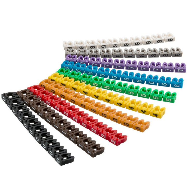 Set 100 marcatori pentru cabluri, Zola, interval numere 0-9, compatibil cabluri 3-4 mm, multicolori