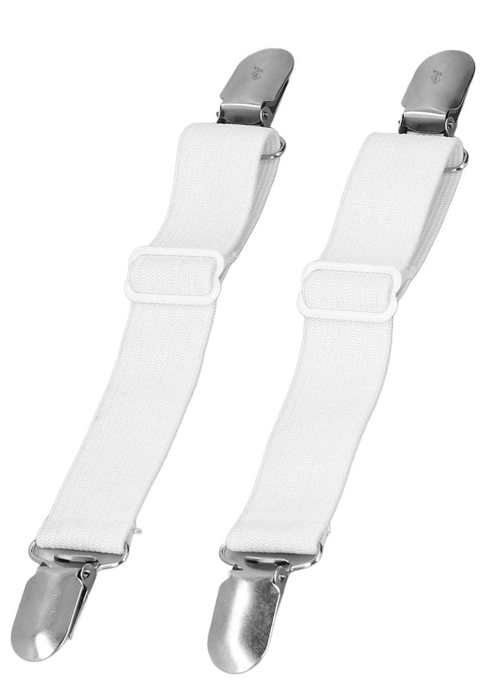 Set 2 curele elastice pentru fixarea cearceafurilor,  Zola®, lungime ajustabila 50-100 cm, albe