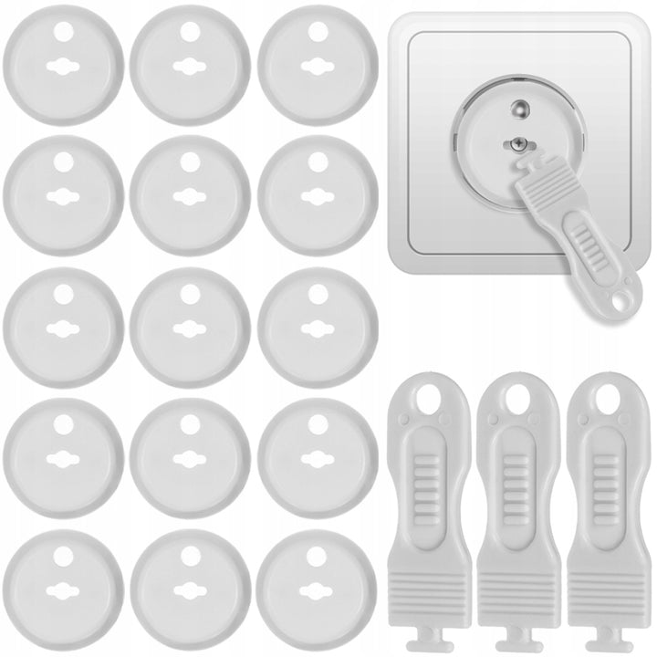 Set sigurante, Zola®, pentru prize, 15 bucati, 3 chei, albe