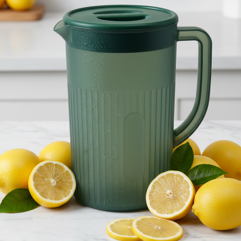 Carafa din plastic cu capac de 3 l , Zola, pentru apa si bauturi, etansa, 22 x 13.5 cm, verde