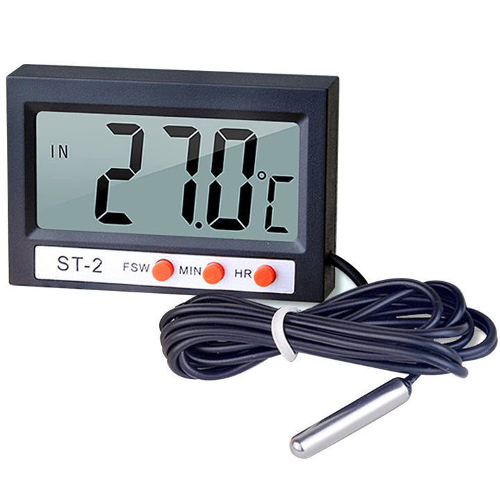 Termometru digital cu sonda, Zola, pentru acvariu, frigider si terariu, afisaj LCD, cablu 100 cm, interval -50/+70 °C, negru