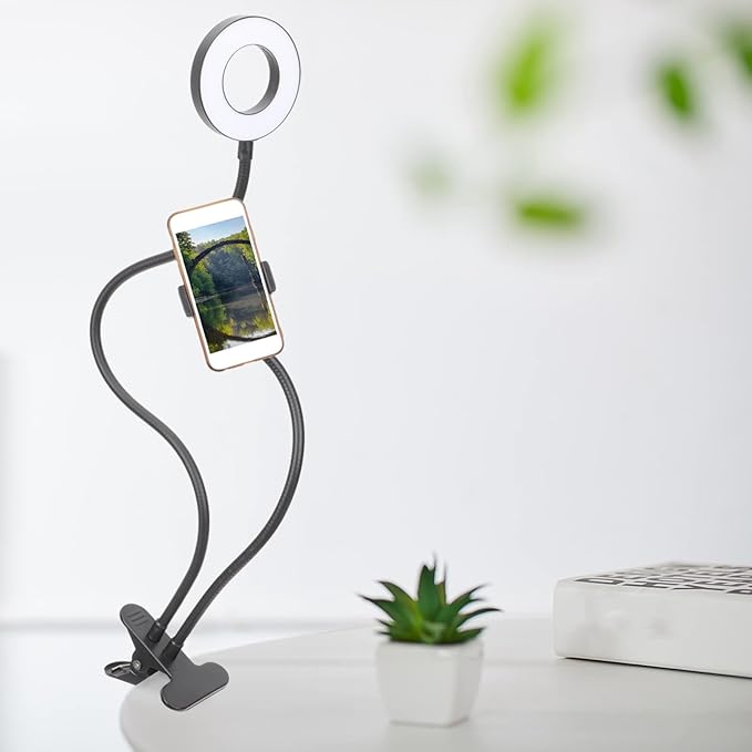 Lampa de birou, Zola®, cu 24 de LED-uri, suport pentru telefon rotativ, 3 moduri de iluminare, alimentare USB, neagra