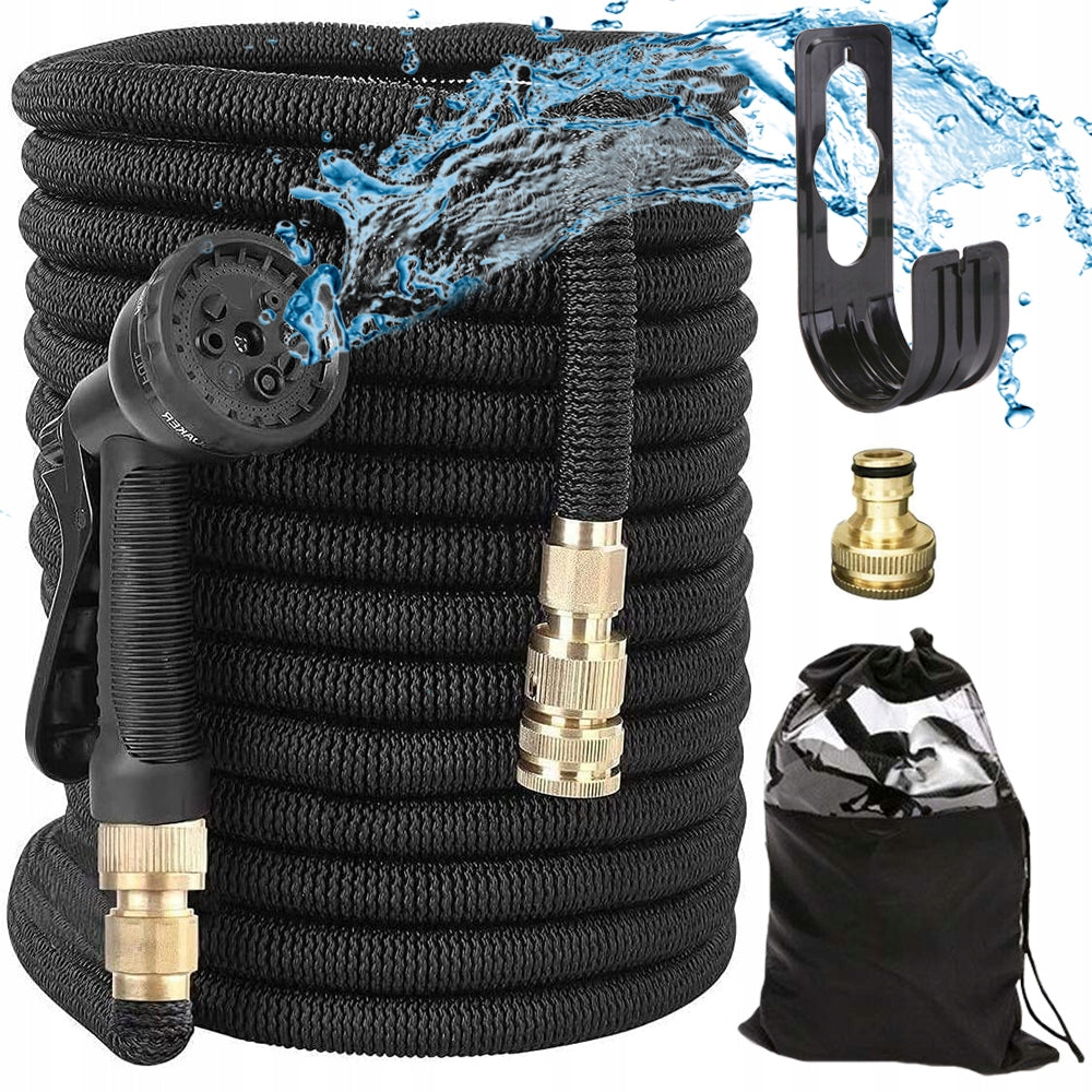 Furtun de gradina,  Zola®, flexibil si extensibil, cap de prindere, saculet de depozitare, 20-60 m, negru