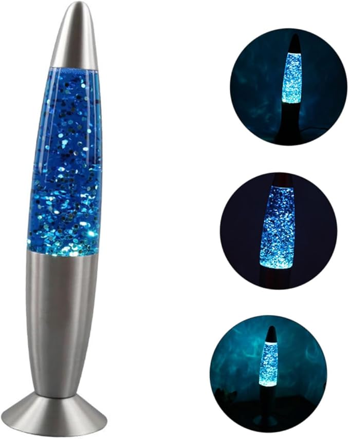 Lampa de noptiera, Zola®, argintie cu Glitter, albastru, 34.5x9 cm