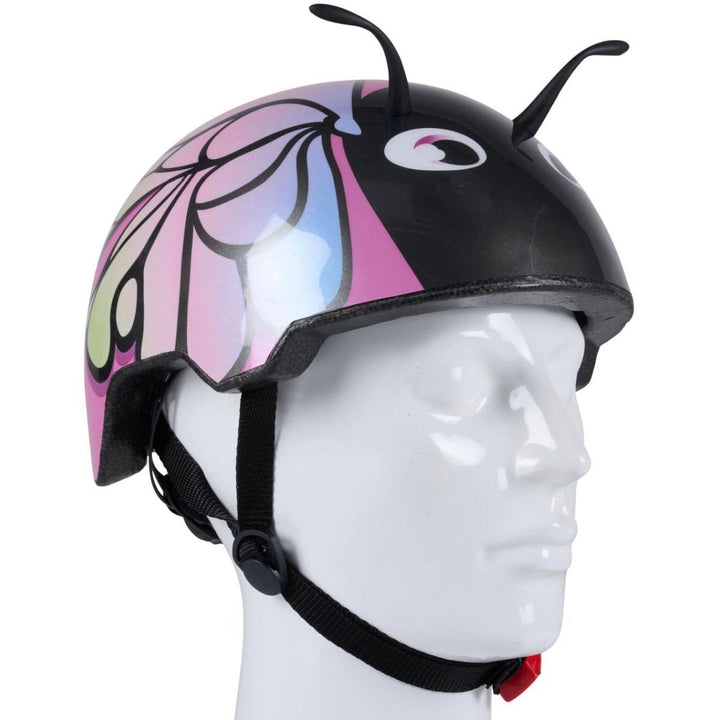 Casca de protectie pentru copii model fluture, Dunlop, reglabila 48-52 cm, curele ajustabile, orificii ventilatie, roz