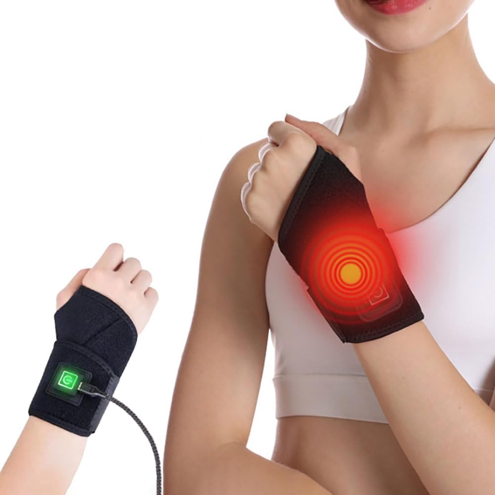 Banda de incalzire pentru incheietura, Zola, 3 niveluri incalzire, alimentare USB, material moale, 37 x 9 cm, neagra