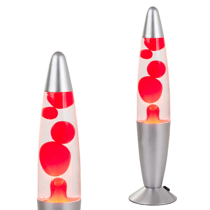 Lampa de noptiera, Zola®, argintie cu apa si ceara rosie, lumina reglabila, 34.5x8.5 cm