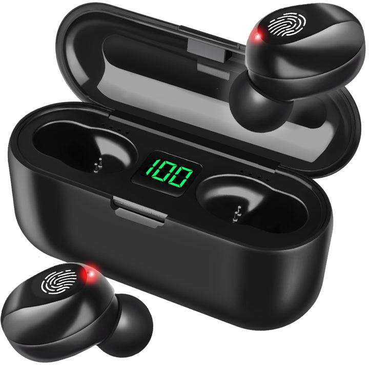 Casti wireless , Zola®, incarcare cu afisaj led, micute si delicate, ideale pentru pimbarile in natura, negre