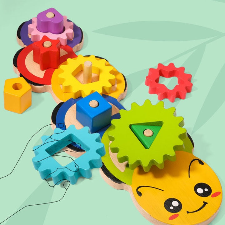 Jucarie interactiva si educativa din lemn, Zola®, sortator forme gemotrice si rotite colorate, 11 piese, 37x13x4.2 cm