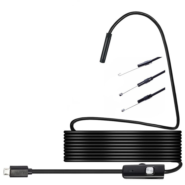 Camera endoscopica, Zola®, rezistenta la apa IP67, functie OTG, microUSB, lungime cablu 5 m, 6 LED-uri, iluminare reglabila, neagra