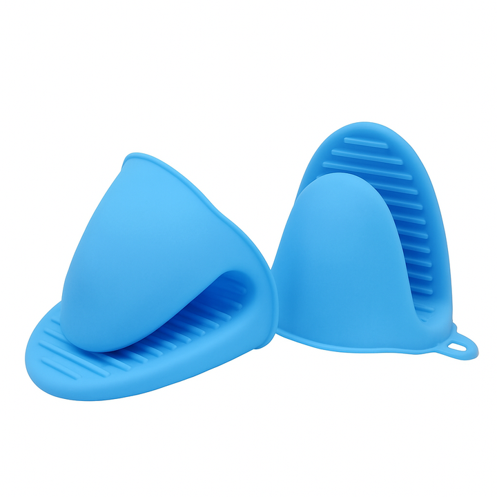 Set 2 manusi din silicon pentru bucatarie, Zola, rezistenta la caldura, albastru