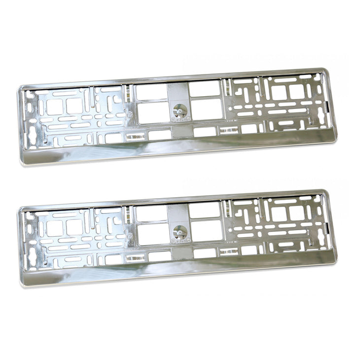 Set suport auto pentru numar inmatriculare, Zola®, 2 bucati, plastic, argintiu, 53 x 13.5 x 1 cm