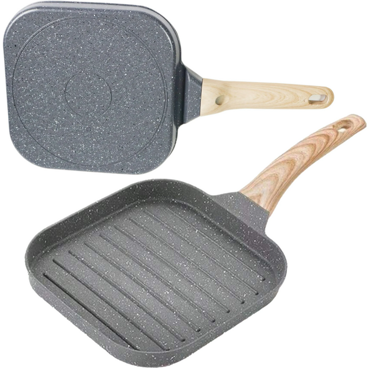 Tigaie antiaderenta grill, Zola, aluminiu,  18.2 × 18.2 x 2 cm, compatibila pe gaz, electric, ceramica, cu halogen si cu inductie