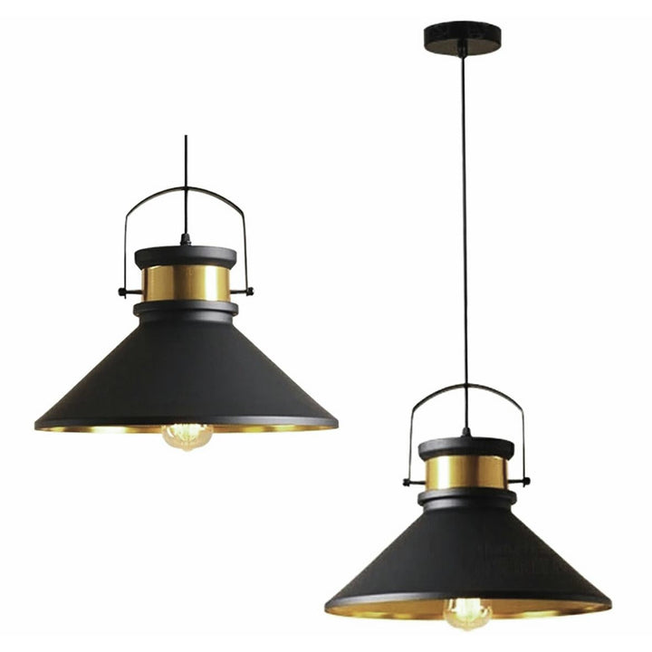 Lustra decorativa de tavan, Zola, model retro, intaltime reglabila 35-120 cm, 60 W, lungime cablu 100 cm, neagra