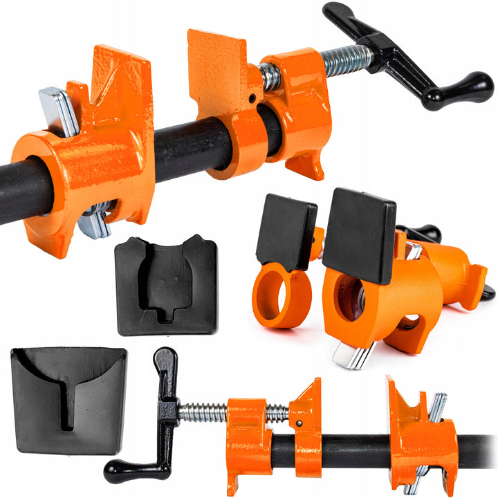 Menghina pentru tevi, Zola, 1/2″, cu filet, mecanism surub, din alianj metalic, portocaliu/negru