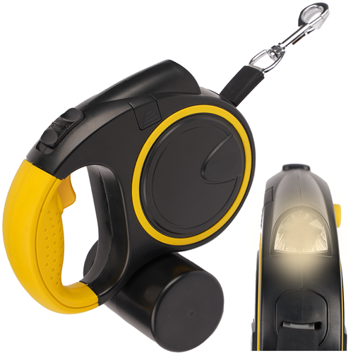 Lesa automata cu lanterna LED, Zola, lungime 5 m, 10-25 kg, buton stop, maner ergonomic, 155 x 150 x 70 mm, negru/galben