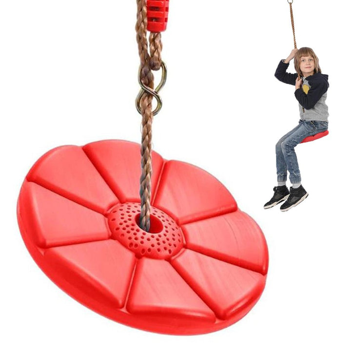 Leagan de gradina pentru copii, Zola, disc rotund model floare, sarcina maxima 75 kg, diametru 27 cm, rosu