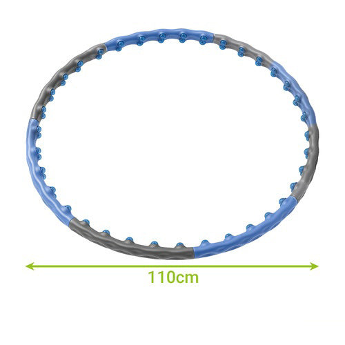 Cerc hula hoop de antrenament, Zola, 48 de tinte, 110 cm, pliabil, 8 segmente, PVC, albastru/gri