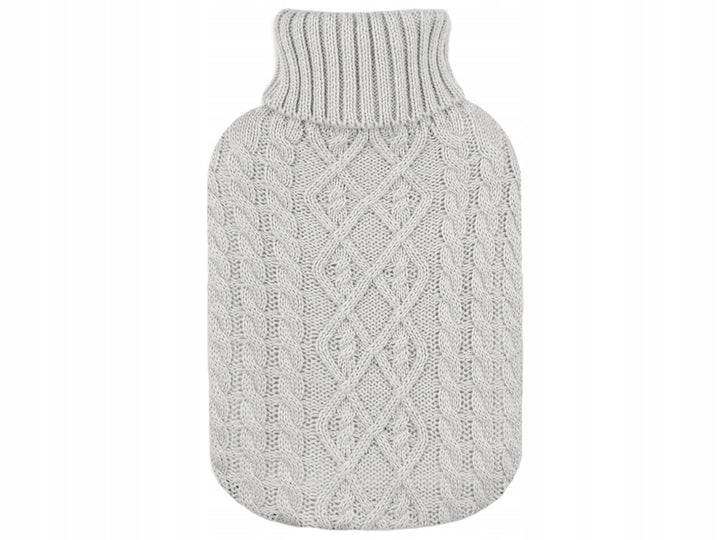 Perna pentru apa calda, Zola®, capacitate 2l, din cauciuc, model crosetat, gri