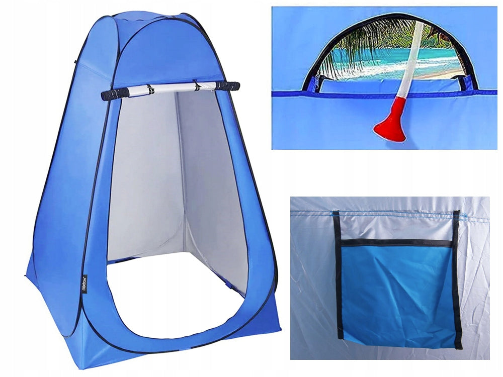 Cort pentru dus solar, Zola®, instalare rapida, husa depozitare inclusa, pliabil, 120 x 120 x 190 cm, albastru