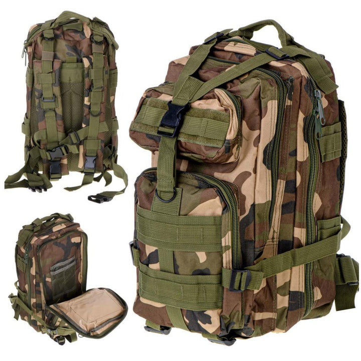 Ghiozdan militar, Zola®, bretele reglabile, capacitate 28 L, camuflaj, 43x23x26 cm, verde maro