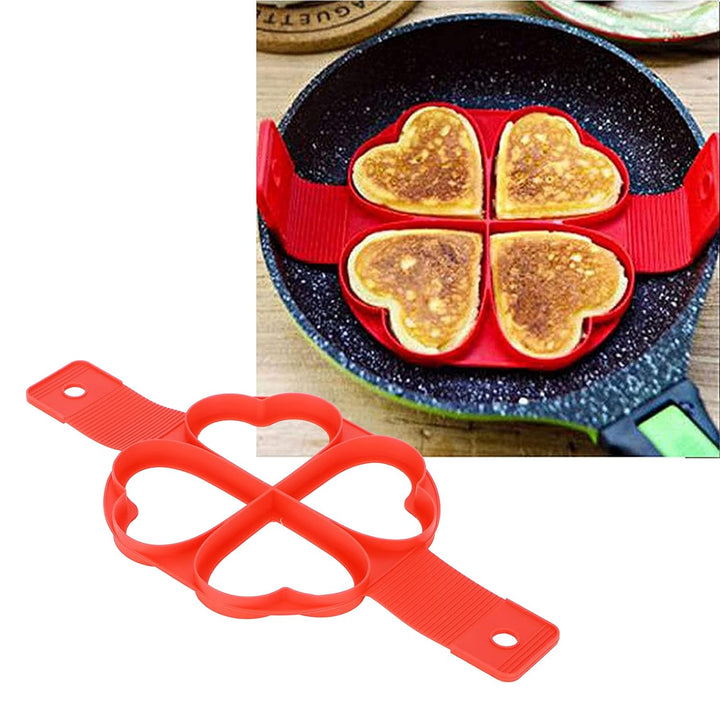 Forma din silicon, Zola®, pentru clatite americane, oua sau omlete, model inima, 16x16 cm, rosu