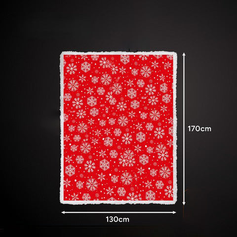 Patura dubla pufoasa, Zola, 130 x 170 cm, model fulgi, calduroasa si confortabila, poliester, rosu/alb