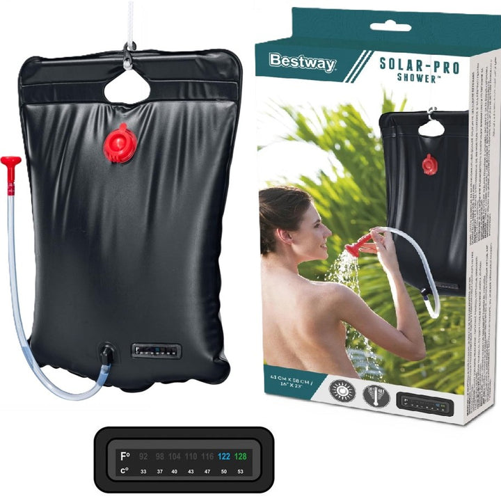 Dus solar camping, Bestway, 20 L, indicator temperatura, incalzire solara, 58 x 41 cm, negru