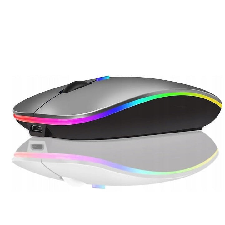 Mouse wireless cu iluminare LED RGB, Zola, Bluetooth, USB 2.4G, 3 niveluri DPI, 800/1200/1600, 11 x 5.8 x 2 cm, gri