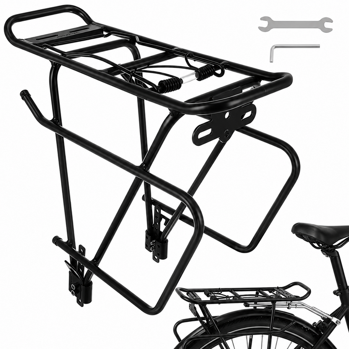 Portbagaj pentru bicicleta prindere pe cadru,  Zola, aluminiu, greutate maxima suportata 25 kg, 38 x 17 x 36 cm, negru