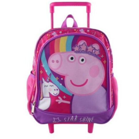 Rucsac Zola, tip Troler, model Peppa Pig, roz/mov, pentru fetite 26 x 7 x 31 cm