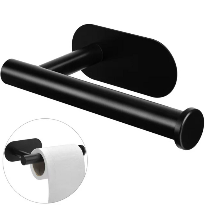 Suport autoadeziv pentru hartie igienica, Zola, din otel inoxidabil, 15.5x8x4.5 cm, negru