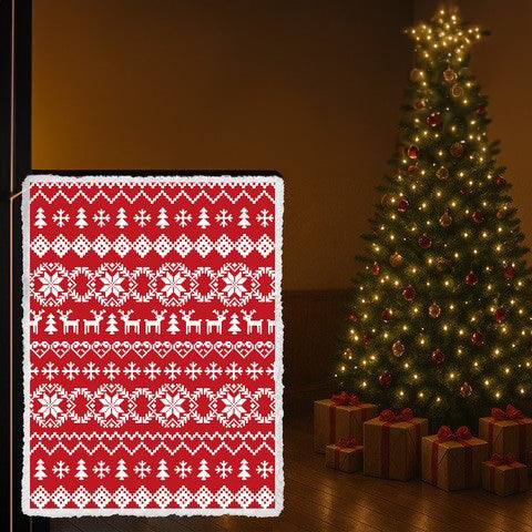 Patura pufoasa festiva, Zola, 130 x 170 cm, model fulgi de zapada si reni, poliester