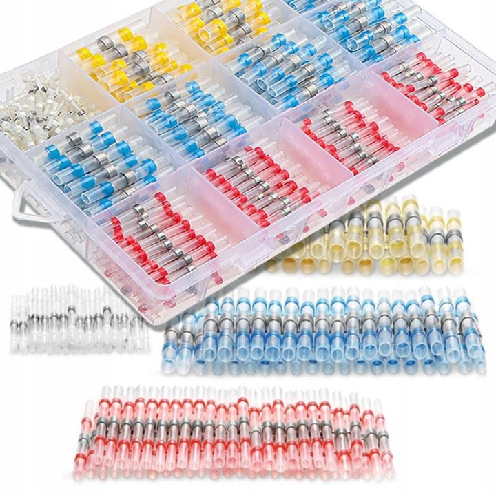 Set 150 conectori termocontractibili cu tabla, Zola, etansare si lipire conductori electrici, multicolor
