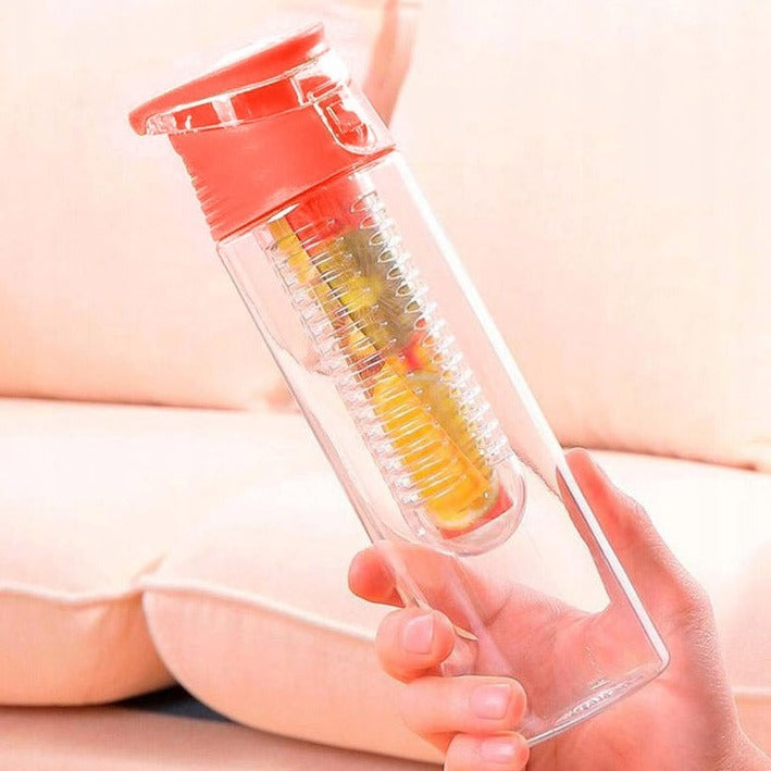 Sticla de apa cu recipient pentru fructe, Zola®, transparenta, 800 ml, capac rosu