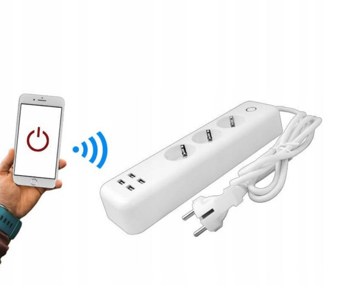 Prelungitor WiFi smart, Zola®, smart home, 4 porturi USB, 3 prize, lungime cablu 1.7 m, alb