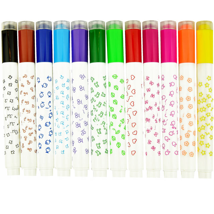 Set 12 carioci, Zola, cu stampile diferite, culori intense, multicolore